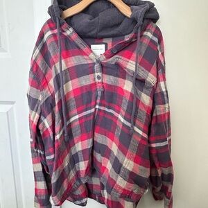 American Eagle Red and Gray Flannel Shirt